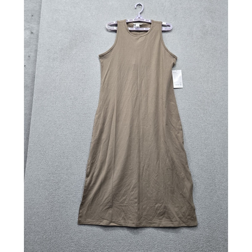 Athleta Women Dress M Brown Essential Midi Tank Supima Cotton Sleeveless NWT